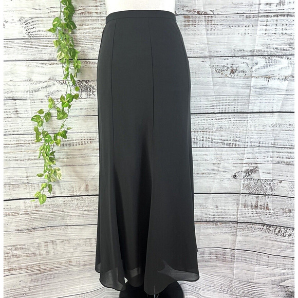 Allison Morgan Skirt sz 8 Black Crepe Long A Line Evening Wedding Church Modest - Picture 1 of 14
